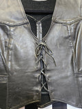 Vintage 70s Black Lace Up Leather Biker Vest