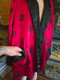 Vintage 60s Red and Black Silk Brocade Smoking Jacket