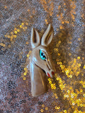 Vintage 50s Brown Ceramic Donkey Brooch