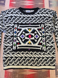 Vintage 80's Black and White Bejeweled Sweater