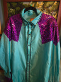 Vintage 80s Teal & Purple Square Dancing Set