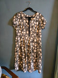 Vintage White and Black Square Print Dress