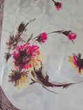 Vintage 60s white pink & yellow floral square silk scarf