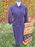 Vintage 40s Navy Button Up Dress and Jacket