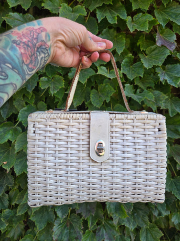 Vintage White Wicker Purse