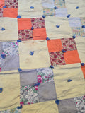Vintage Handmade Yellow Square Waterfall Quilt