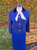 Vintage 60s Blue Velvet Collared Blazer Jacket