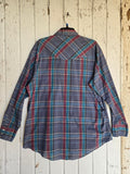 Unforgiven Upcycled Rose Blue Gray Plaid Western