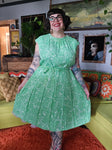 Vintage 60s green paisley dress