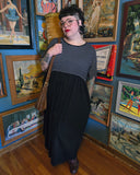 Vintage 90s Black and White Striped Tshirt Maxi Dress