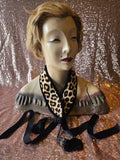 Vintage 40s leopard print belt with velvet ribbon ties