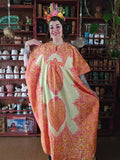 Vintage 70s Yellow and Pink Kaftan