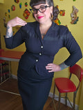 XL Vintage 1950's Black Crepe Suit Jacket