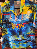 Vintage Y2K Blue and Yellow Aloha Hawaiian Shirt