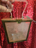 Vintage Clear White lucite purse with metal frame
