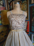 Vintage 50s Shirley Lee Metallic Copper Dress