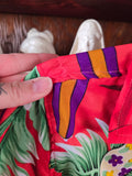Vintage 80s Red Surf Board Hawaiian Shirt
