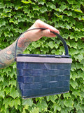 Vintage 60s Black Paisley Bandana Basket Purse