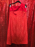 Vintage 60s Red Lace Strapless Dress with Sash