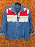 Unforgiven Upcycled Cardinal Fringe Denim Jacket