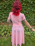 Vintage 70s Pink Lace Ruffle Dress