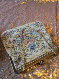 Vintage 70s Small Pastel Floral Tapestry Handbag