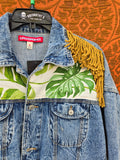 Unforgiven Upcycled Jaguar and Fringe Denim Jacket