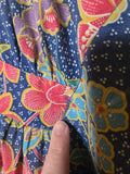 Vintage 70s blue bird floral and butterfly kaftan