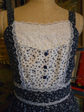 Vintage 70s Oops California blue and white prairie dress