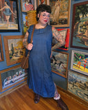 Vintage 90s Denim and Leopard Drint Dress