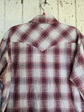 Unforgiven Upcycled Skull Burgundy Plaid Western