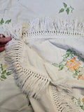 Vintage 60s Orange and Yellow Cross Stitch Rose Bedspread