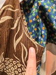 Vintage 1950s Brown Hawaiian Dress with Pineapples
