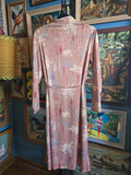 Vintage 70s brown abstract print long sleeve dress