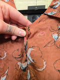 Vintage 30s Brown Long Sleeve Floral Dress