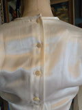 Vintage 80s Gunne Sax Ivory satin lace and ruffle top
