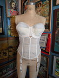 Vintage 60s white bustier corset top with garters