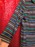 Vintage 50s Reversible Rainbow Striped Over Coat