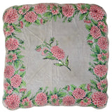 Vintage 50s white and pink dahlia square silk scarf