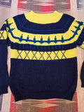 Vintage 60s Blue & Yellow Argyle Sweater