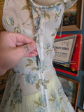 Vintage 60s Sheer white dress w/ blue flocked roses