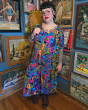 Vintage Volup 90s Abstact Jumpsuit in Pink and Blue