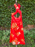 Vintage Red Orange Hibiscus Dress