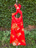 Vintage Red Orange Hibiscus Dress