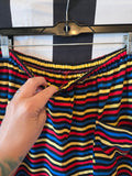 Odd Betties 80s Black Primary Color Striped Shorts