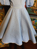 Vintage 70s Pastel Blue Lace Square Dancing Dress