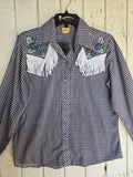 Unforgiven Upcycled Rose Navy Gingham Western