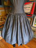 Vintage 50s Blue gray formal dress with velvet trim