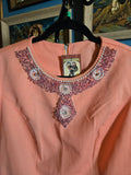 Vintage 60s Orange beaded polyester wiggle dress
