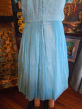 Vintage 60's Teal Blue Chiffon Party Dress
